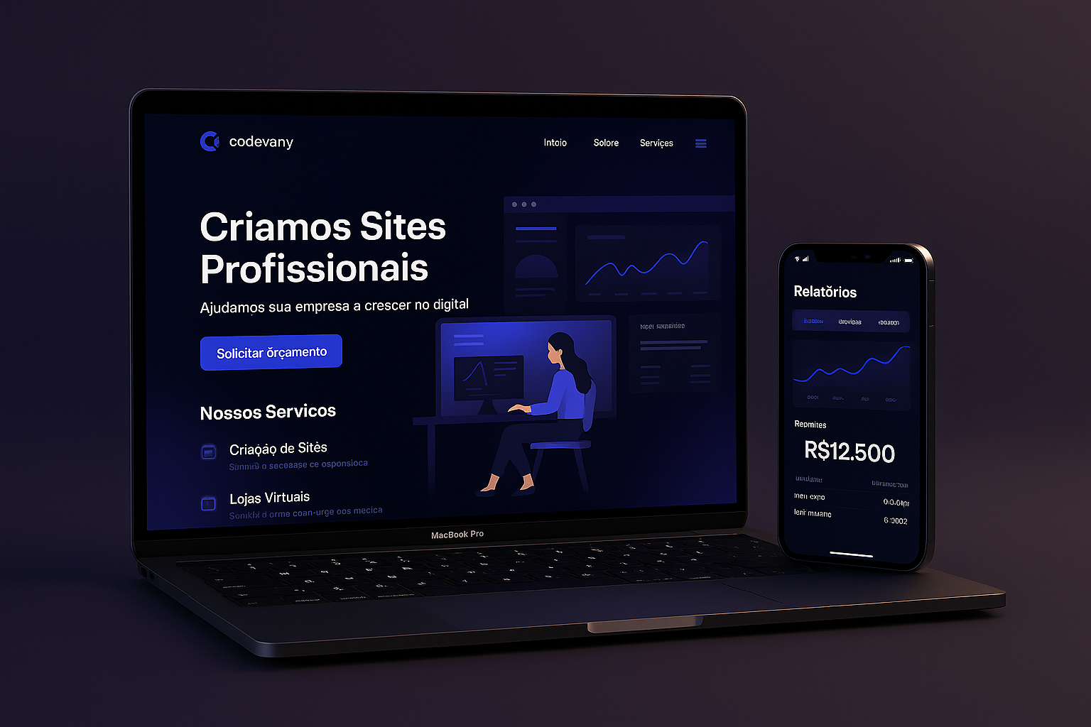 Prévia visual de sites desenvolvidos pela Codevany